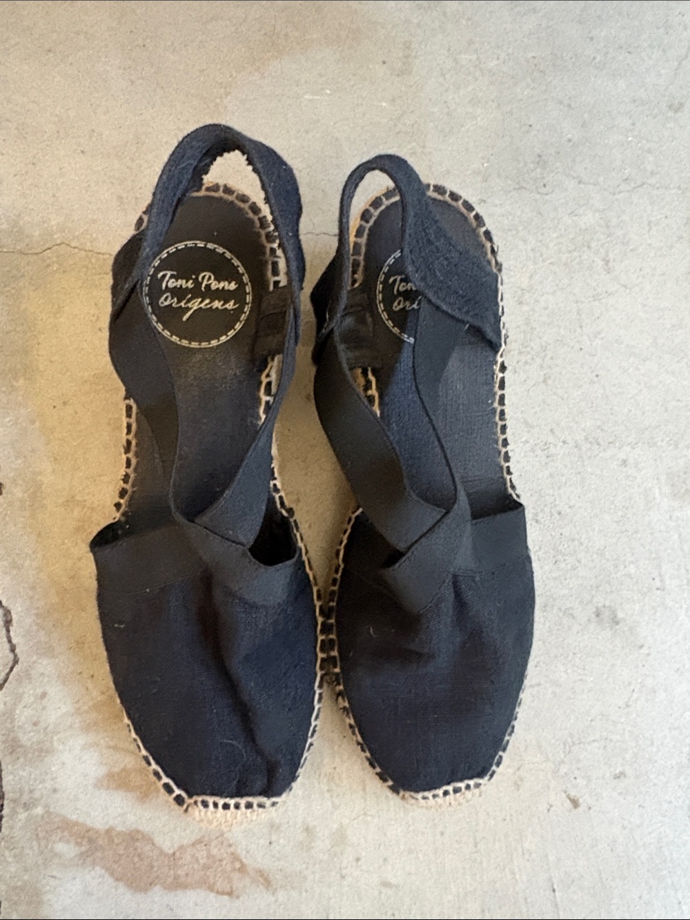 Toni Pons Black Espadrille Slingback Flats
